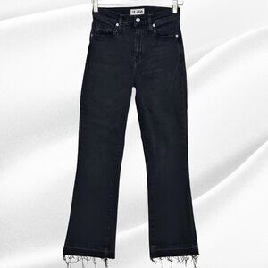 2/$50 Le Jeans Black Bella Crop Flare Distressed Hem Size 25